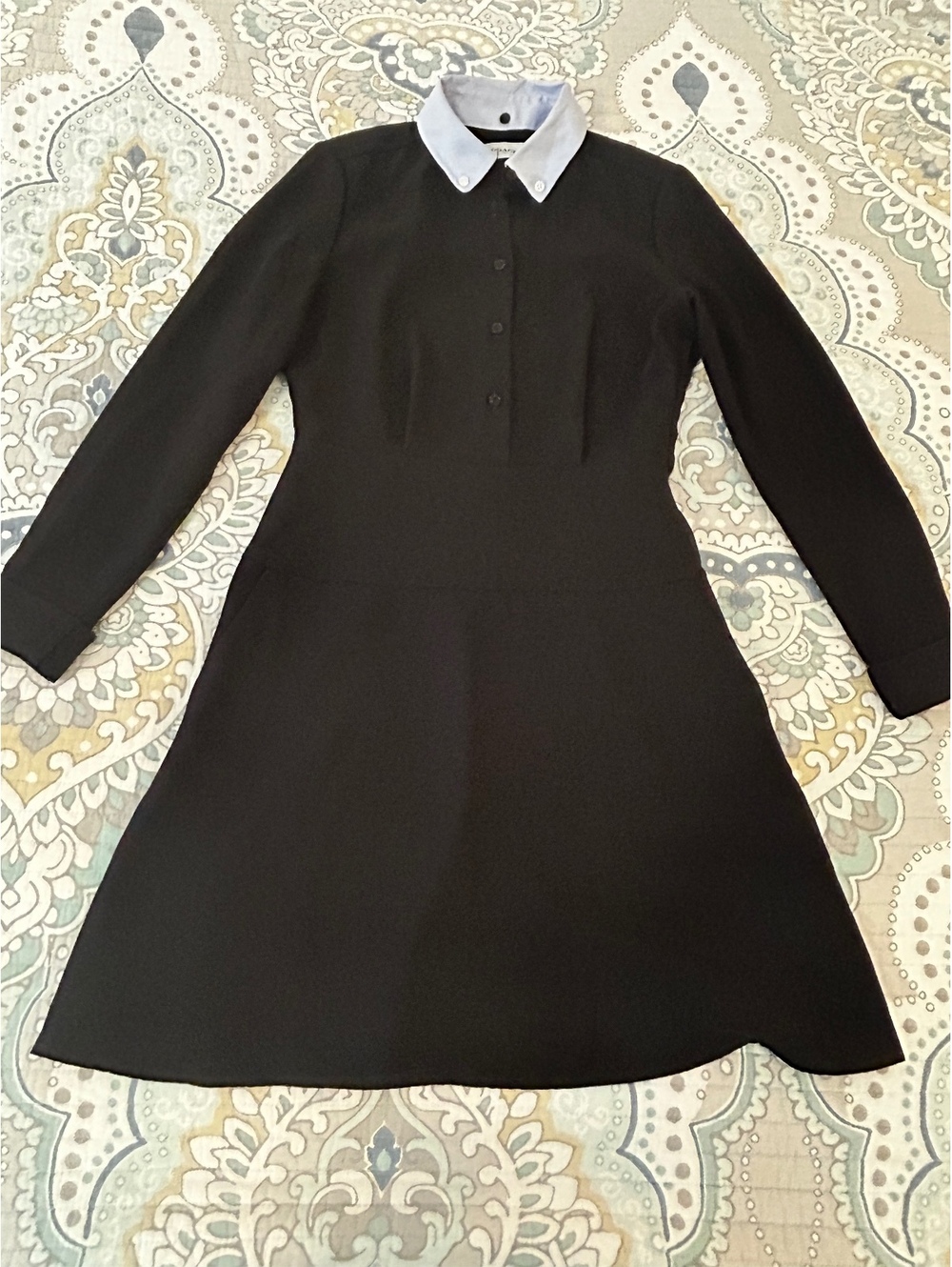 Coach Black Long Sleeve Dress with Light Blue Collar Size 2